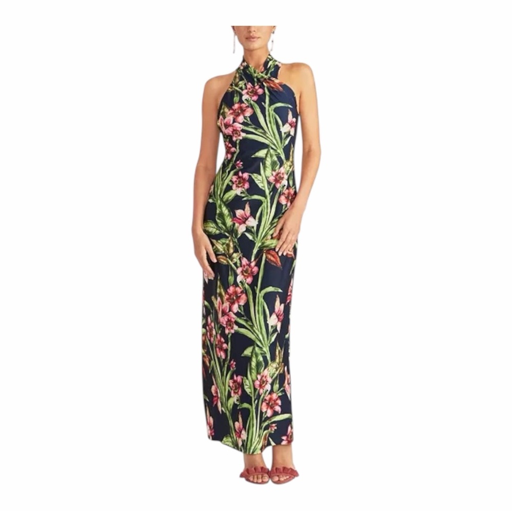 Rachel Roy Floral Print Halter Maxi Dress